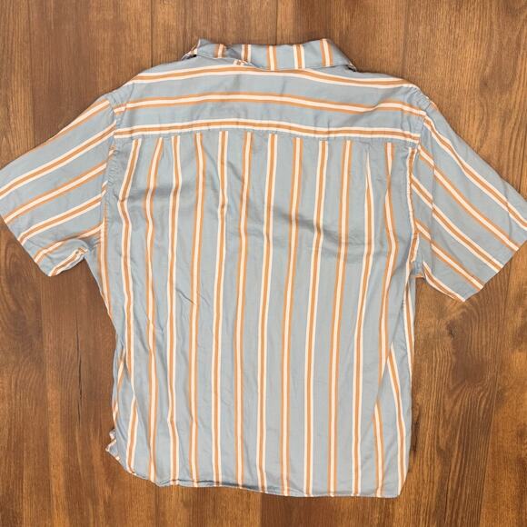 The Kooples Blue striped Hawaiian Collar Short Sleeve Button Down size Large - Picture 4 of 8